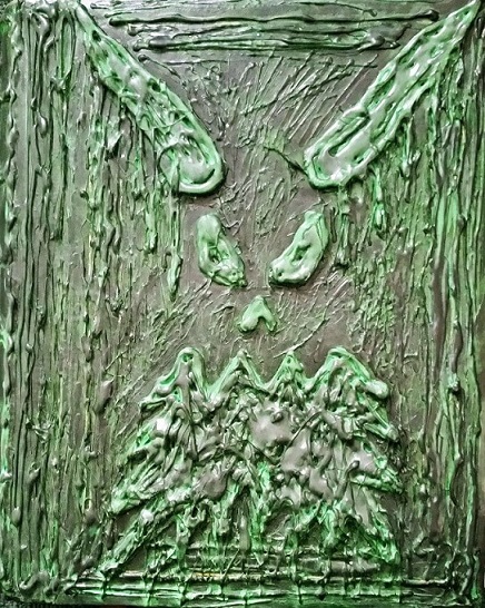 The unholy Book of Scum, covered in green ooze preserving a demonic face.